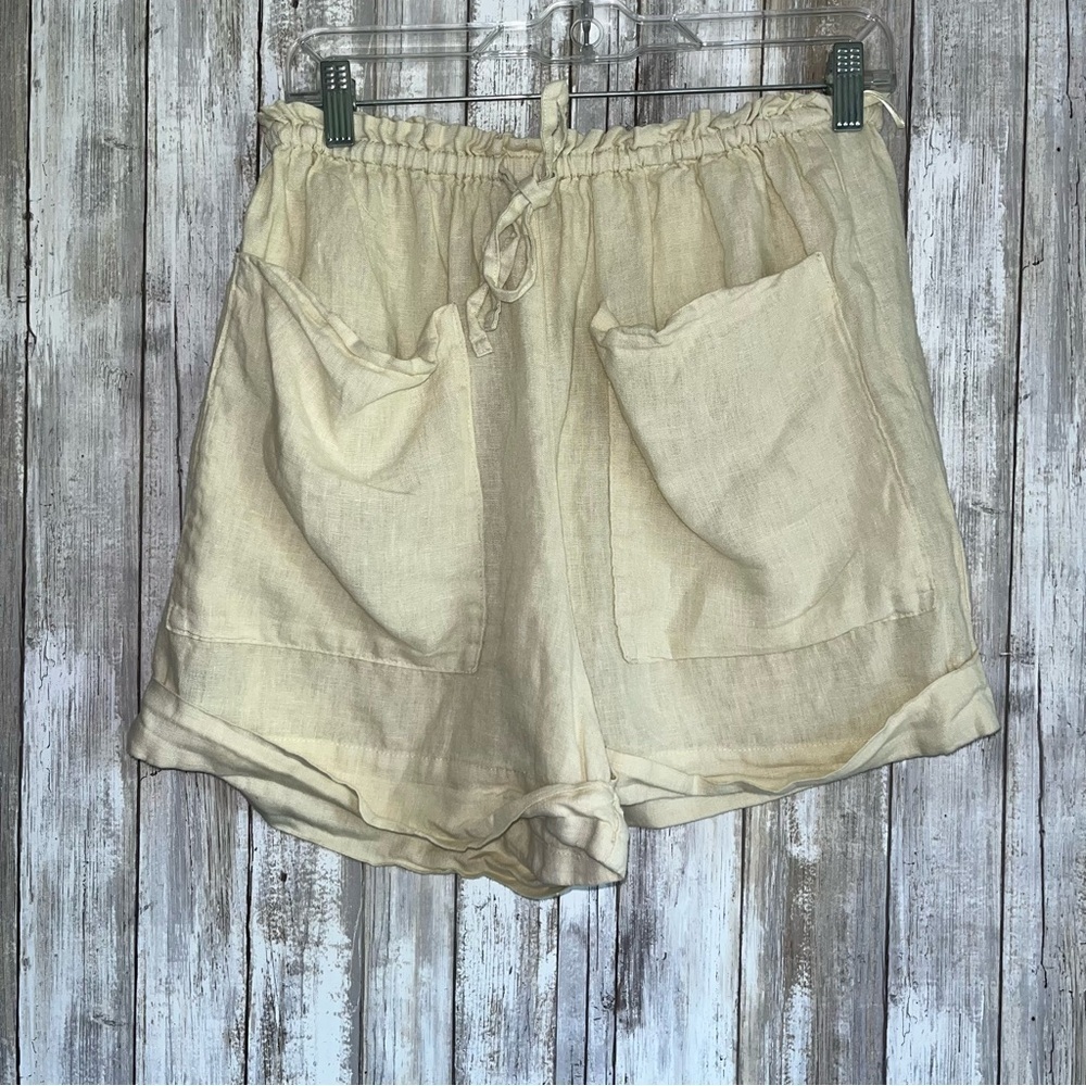 Zara 100% Linen Matching Set Sand Beige Oversized Shirt Shorts Co Ord Size S - Picture 6 of 11